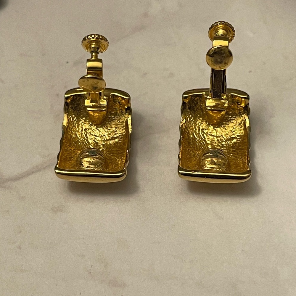 Napier Gold Screw Back Clip-On Earrings VTG - Picture 8 of 9